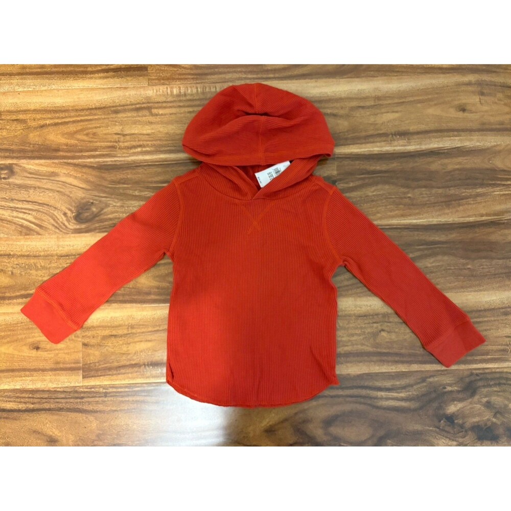 NWT Baby Gap Burnt Orange/Red Waffle Hoodie, Size 3T